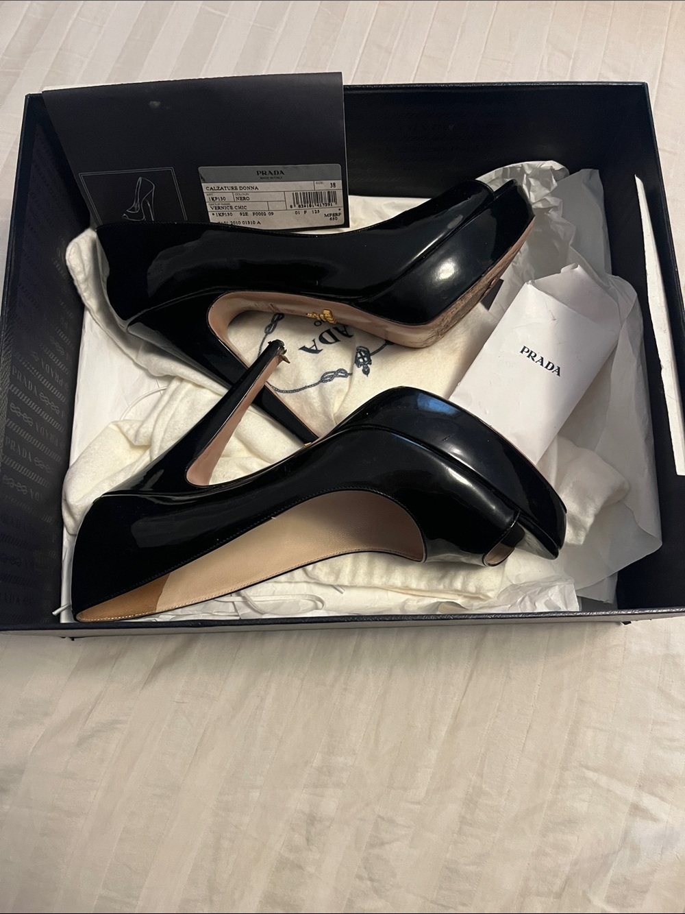 Prada Black Patent Leather High Stiletto Pumps